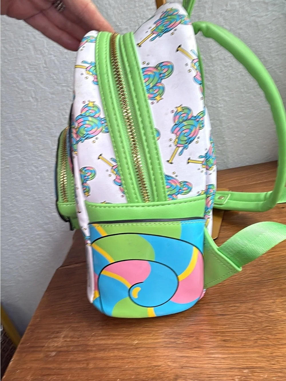 Disney parks Loungefly backpack Disney eats lollipop 3 D